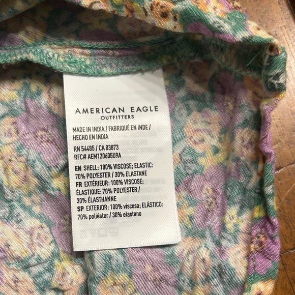 American Eagle Floral Baby Doll Sleeveless Top, Sz Medium, Yellow, Green, Purple - Picture 6 of 7
